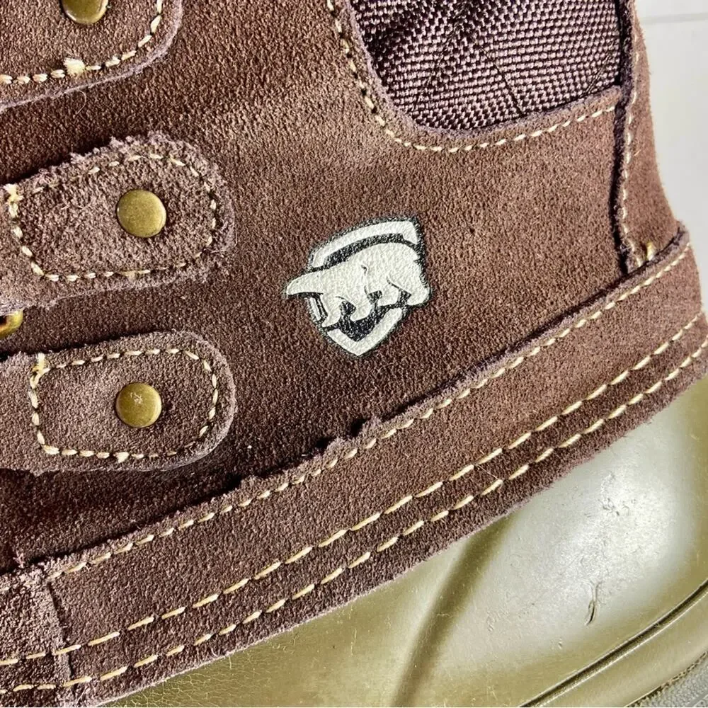 Bearpaw women Snow Boots‎ 6 Faux Fur Trim Duck Boots Lace Up Brown Olive 6M
